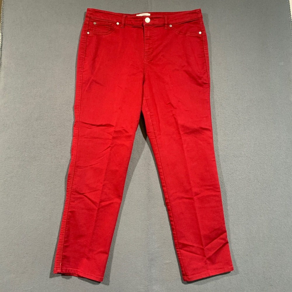 CJ‎ Banks Womens 14W Red Straight Leg Stretch Pants Plus Size
